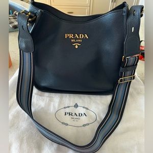 Authentic Navy Blue Prada Leather HoBo Bag
